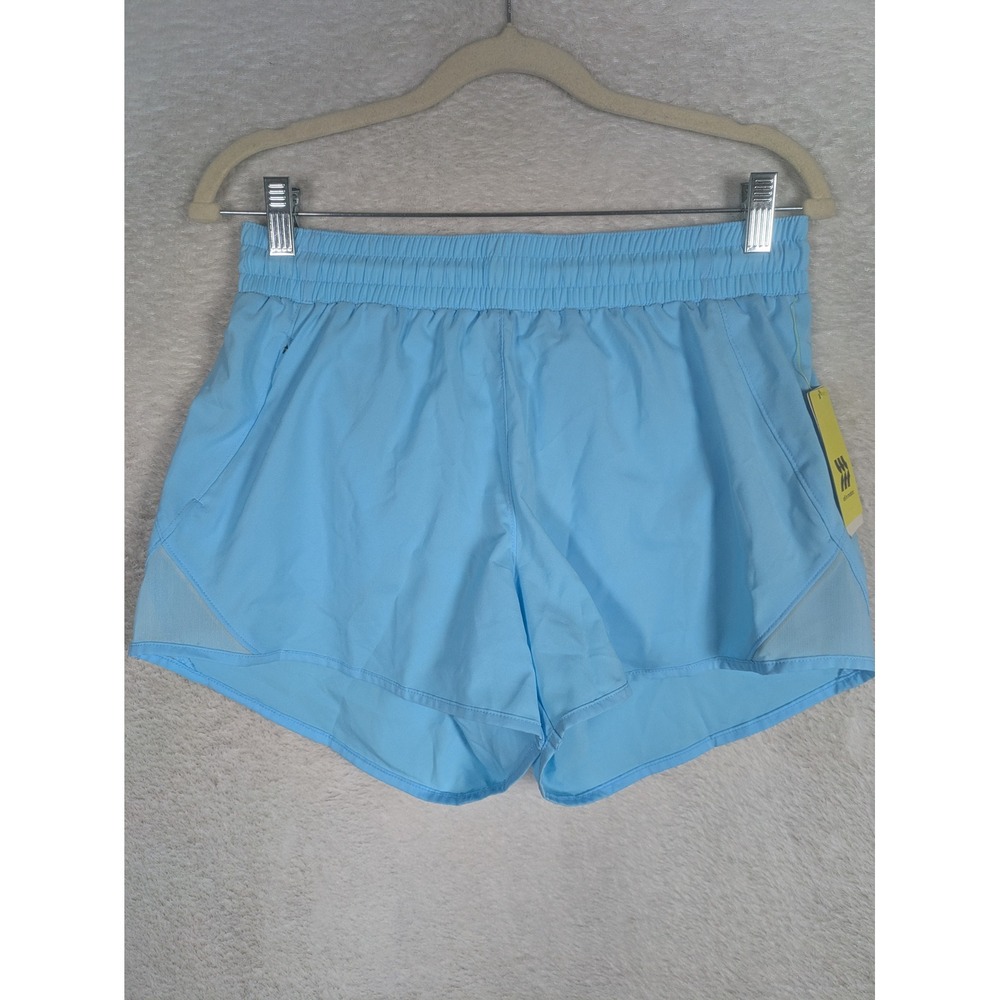 NEW All in Motion Core Run Short Women's S Blue Denim Mesh Zip Pocket Athletic